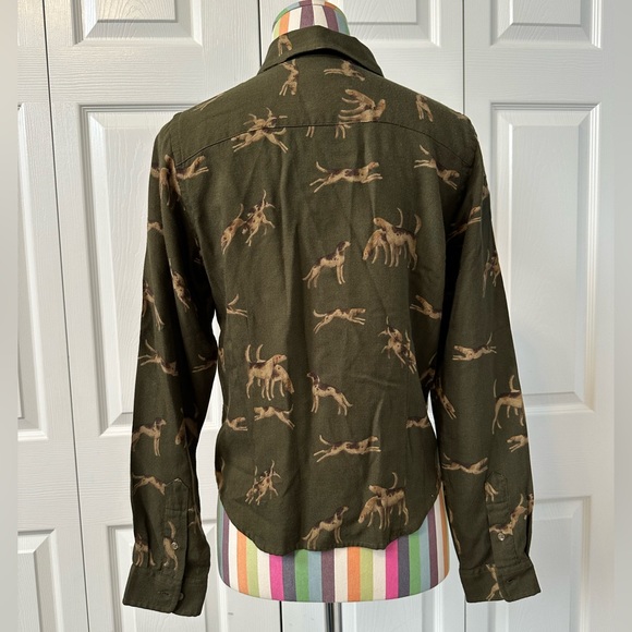 Ralph Lauren Olive Green hound print button down shirt - Picture 3 of 8